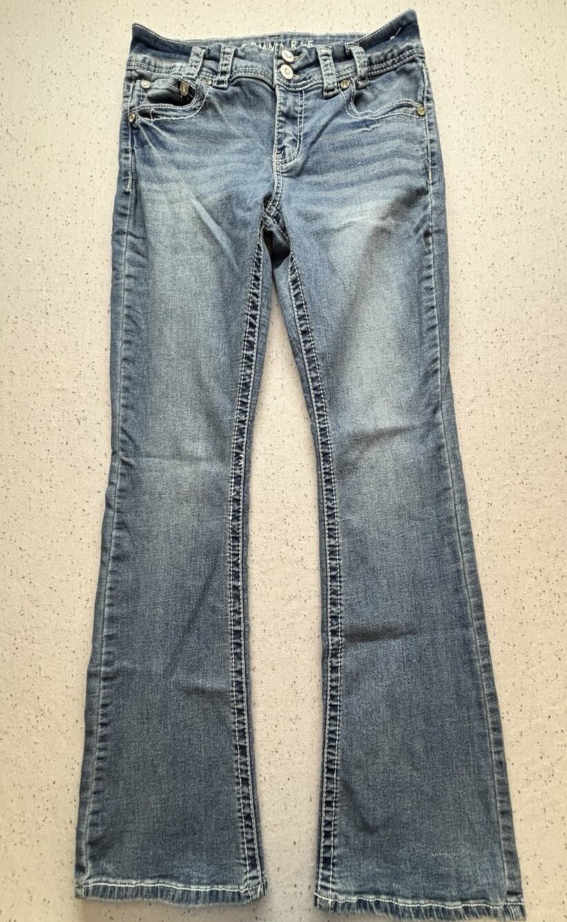 Gemma Rae Jessica Stretch Jeans Womens Size 6 Medium Wash Denim Bootcut Flap Y2K